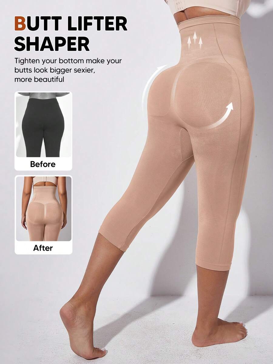 Women's High Waist Slimming Shaping Elastic 3/4 Leggings Summer