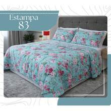 Kit Colcha Cobre Leito Casal Queen King Bouti Dupla Face Bordado Ultrasonico Luxo - 83 - Visão 2