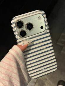 Minimalist Striped Mirror Finish Phone Case Compatible With IPhone 17 Pro Max, 17 Pro, 17, 16 Pro Max, 16 Pro, 16, 15, 14, 13 Pro Max, 13, 14, 15, 16, 17, Summer Style Shockproof Soft Transparent Case For Women And Girls - White Stripes - View 3