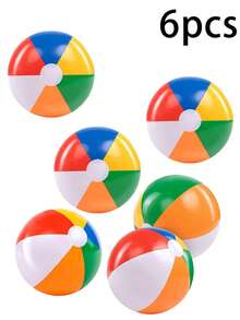 1/2/3/4/5/6 Pack 12 Inch Inflatable Beach Balls, Bulk Rainbow Beach Balls For Adults, Summer Pool Toys, Beach Party Supplies, Swimming Pool Balls - Multicolor - View 9