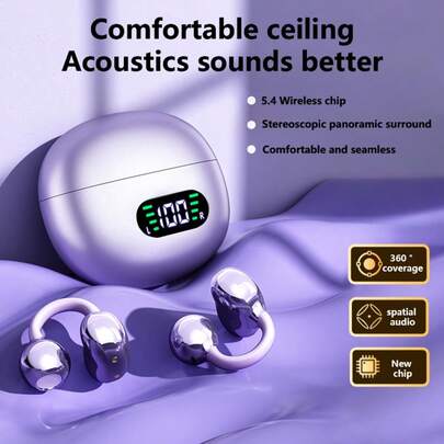  New Senyang 2026 New Style True Wireless Clip-On Sports Bluetooth Headset Music Hanging Bluetooth Earpods Video Comfortable TWS HIFI Dolby Bass Stereo HD Calling Earphones Adapted For Android For Iphone Cellphone Gaming Earpieces Couples Business Smart Headphones For Gift