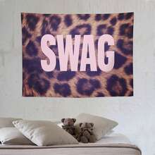 Leopard Print Pink SWAG Slogan Wall Tapestry, Y2K Street Style Wall Hanging For Bedroom Dorm, Perfect Gift For Teens & Streetwear Lovers,Room Decor,Tapestry,Flags,Tapestry For Bedroom,Living Room Deccor,Wall Deocr,Tapestry, Wall Tapestry, Wall Hanging, Boho Tapestry, Wall Decor, Wall Art, Bohemian Tapestry, Mandala Tapestry, Floral Tapestry, Vintage Tapestry, Bedroom Tapestry, Living Room Tapestry, Aesthetic Tapestry, Rustic Tapestry, Farmhouse Tapestry, Nature Tapestry, Fabric Wall Hanging, Art Tapestry, Lightweight Tapestry, Decorative Tapestry,Pink Leopard Aesthetic Hanging, Y2k Streetwear Wall Cloth, Teen Girl Dorm Room Decor, Slogan Graphic Tapestry, Casual Fashion Gift Backdrop - Multicolor - View 5