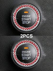 2PCS/1pc 水晶水鑽汽車引擎停止裝飾環 – 閃亮內飾配件,帶閃爍水晶的按鈕蓋貼紙,時尚內飾裝飾汽車貼花 - 款式A - 查看 14