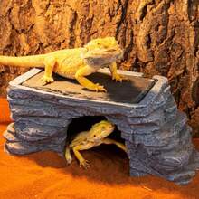 Large Bearded Dragon Basking Platform 12.5x7x5 Inch Gecko Hide Cave With Heat Storage Slate Stone Reptile Basking Rock Climing Hideout For Leopard Crested Gecko  Turtle - Grey - View 5