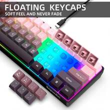 Snpurdiri 60% Wired Gaming Keyboard, 61 Keys RGB Backlit Ultra-Compact Small Gaming Keyboard, For PC/ Gamer, Typist, Travel, Easy To Carry On Business Trip (Pink-Black) - Xem 6