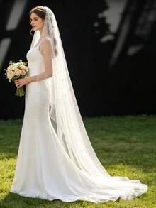 Velo de novia minimalista y elegante con peine para el cabello, velo de boda - Multicolor - Ver 6