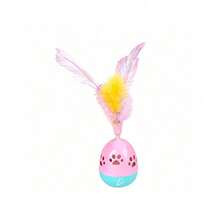 Egg-Shaped Toy With Feathers For Cat - Multicolor - View 3