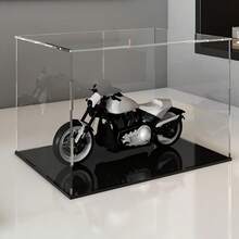 1 pieza Caja de exhibición de acrílico transparente, disponible en múltiples tamaños, caja de exhibición a prueba de polvo de plástico con base negra, adecuada para modelos de autos, figuras de acción, coleccionables, estatuas y exhibición - Caja expositora negra - Ver 5