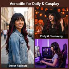 26 Inch Synthetic Wig With Bangs, Long Wavy Smooth Voluminous Hair, Honey Brown Heat-Resistant Fiber For Daily Use - Multicolor - View 8