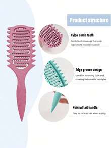 1pc Professional Elastic Curly Hair Brush, Hollow Lightweight Design, Special Soft Bristles Create Neat Curly Spirals, Anti-Frizz Smooth Styling Tool, Suitable For All Hair Types, Essential Hair Accessory For Summer And Back To School Travel Camping - Multicolor - View 6