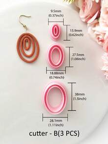Nested Geometric Clay Cutters, Layered Shape Polymer Clay Molds For Minimalist Earrings, Great For Modern, Boho & Neutral Tone Jewelry, Perfect For Statement Pieces & Everyday Wear - Pink - View 6