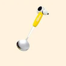Cuchara de sopa, cuchara, tenedor, cuchara de arroz, tenedor de cena, tenedor de fruta, pulido espejo de acero inoxidable con mango de cerámica Snoopy genuino - Ver 7