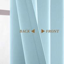 1 Piece Thermal Blackout Curtain 135x225 Cm, Total Light And UV Ray Blocking, Noise And Temperature Insulation, Ideal For Bedroom, Living Room Or TV Room - 天藍色 - 查看 4