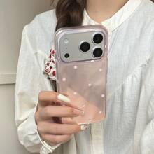 简约甜美渐变粉色波点手机壳，兼容苹果17 Pro Max、16 Pro Max、少女风15 Pro、可爱14、时尚13，萌趣手机保护套 - 粉色 - 查看 12