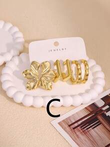 6/18 pièces Ensemble de boucles d'oreilles pour femmes avec design géométrique symétrique floral plaqué or, cadeau de bijoux d'été pour maman et amies - Or jaune - Voir 12