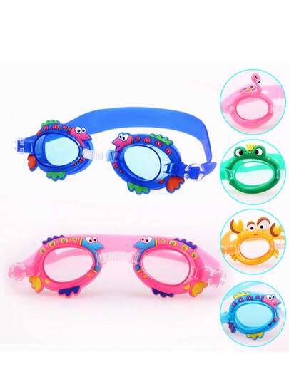 1pc New TPE Cute Cartoon Crab Swimming Goggles, Waterproof Anti-Fog High Definition Swim Goggles With Bag, Unisex