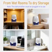 Deshumidificador compacto, deshumidificador silencioso y rápido para dormitorio, estudio, caravana, armario, cocina, oficina - Apagado automático, regalo ideal para el Día de la Madre, el Festival de Primavera, para mamá, papá, ella, él, familia y amigos - blanco azul - Ver 7