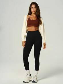 UONNOU Shaping Seamless High Waist Fitness Leggings, Tummy Control Hip Lifting Slim Stretch Yoga Pants Sports Black - Black - View 8