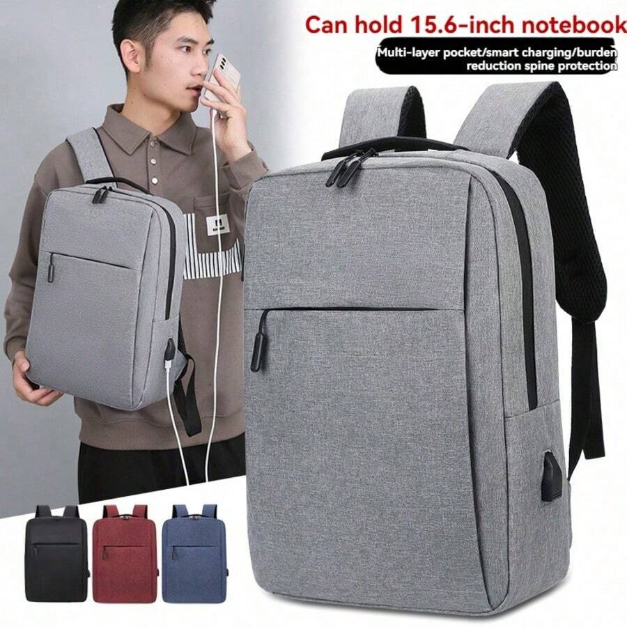 1PC Backpack Men's Casual Sports Backpack Business Commuting Computer Bag Travel Backpack Lightweight Classic Large-Capacity Waterproof Oxford Softback For Men Multi-Functional Business School Notebook Zipper School Supplies - Men's Bags - View 1