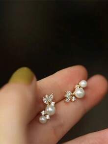 1 buah Anting Tusuk Anak Perempuan dengan Desain Ranting dan Daun Pohon yang Elegan dan Indah, Perhiasan Berkualitas Tinggi Cocok untuk Pesta, Pemakaian Sehari-hari, dan Jamuan Makan - Emas - View 2