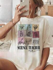 Women's Fashionable Summer Casual Sports Style-Shirt,Science Teacher Shirt, Science Teacher Era Shirt, Science Teacher Tee, Science Teacher Casual Dressy Shirts Workout Clothes% Cotton, Breathable And Comfortable - White - View 1