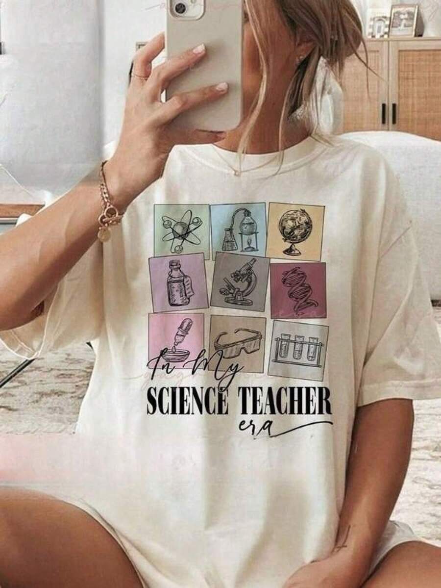 Women's Fashionable Summer Casual Sports Style-Shirt,Science Teacher Shirt, Science Teacher Era Shirt, Science Teacher Tee, Science Teacher Casual Dressy Shirts Workout Clothes% Cotton, Breathable And Comfortable - White - View 1