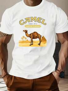 GAMEL Men's Camel Print T-Shirt - Casual Summer Style, Crew Neck, Short Sleeves, Lightweight And Breathable Fabric, Distinctive Camel Design, Perfect For Casual And Comfortable Wear. | Eye-Catching Graphic Tee | Breathable Fabric - Weiss - Xem 6