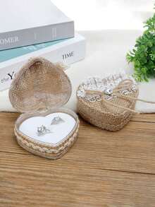 Caja de anillo de compromiso, adecuada para propuesta de boda de parejas - Soporte para anillo, cesta de almacenamiento de joyas para damas, cesta de anillo delicada, cesta de anillo creativa de tela - Multicolor - Ver 6