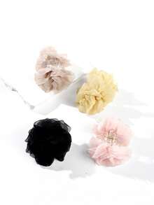 1pc 6cm/2.36in Small Solid Color Mesh Flower Hair Clip, Suitable For Daily Wear, Party And Wedding Occasions Summer Hair Accessories Beach Claw Clips Vacay Hair Claw Elegant Hair Clutch - Multicolor - View 10