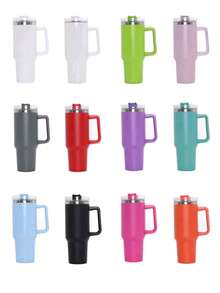 1pc 40oz-14oz Large Capacity Heart & Bow Design Handled Tumbler, Stainless Steel Insulated Hot/Cold Cup, Suitable For Travel, School, Office, Outdoor, Gym, Home, Great Gift For Women & Teens, Holiday & Birthday - Multicolor - View 6
