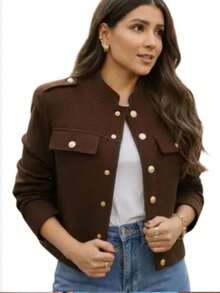 Warm Wool Coat Jacket | Stylish And Elegant Women's Jacket - 鏽棕色 - 查看 3