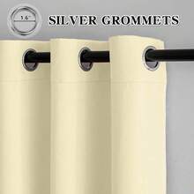 1 Piece Thermal Blackout Curtain 135x225 Cm, Total Light And UV Ray Blocking, Noise And Temperature Insulation, Ideal For Bedroom, Living Room Or TV Room - 米色 - 查看 2