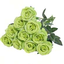 12/10/5 Green Home Decoration Simulation High-End Silk Roses, Desktop Decoration, Room Decoration Flowers, Valentine'S Day Bouquets, Wedding Decoration Brides Holding Flowers, Wrist Flowers, Chest Flower Materials, Home Restaurant Bedroom Vase Decoration Bouquets Diy Birthday Party Cake Materials, Valentine'S Day New Year Gift Materials, Shooting Props, Vase Decoration, New Year Decoration, Outdoor Garden Decoration - Light Green - View 2