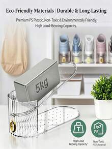 10pcs Vertical Shoe Rack With Gold Decorative Rings, Space-Saving Shoe Storage Organizer For Closet, Entryway And Bedroom, Durable Plastic Material, Designed For Sneakers, High Heels And Flats, Ideal For Summer High Heels Storage, Shoe Slot Organizer, Shoe Stacking Storage Rack For One Pair, Adjustable Thickened Double Layer 50% Space-Saving, Suitable For Closet Storage (Transparent) - Multicolor - View 8