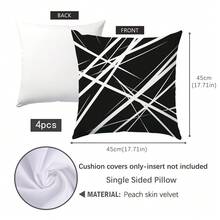 4 件套极简几何黑白抱枕套，单面印花柔软桃皮绒面料，45*45CM 抱枕套，适用于家居、卧室、客厅、派对、节日装饰、沙发装饰枕、礼品（不含枕芯） - 彩色 - 查看 2