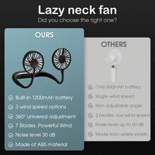 Ventilador de cuello portátil y plegable, ventilador eléctrico mini portátil, recargable por USB, 3 velocidades ajustables, adecuado para estudiantes, oficina, exteriores, viajes, playa - Estilo de cuello - Ver 8