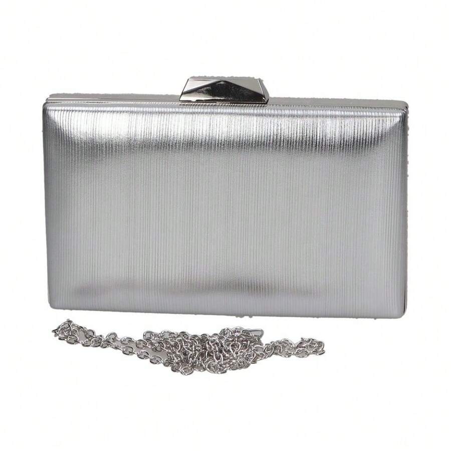 Chenson MISS | MISS Party Bag For Young Fashion – Silver Event Clutch Bag – Ceremony Bag With Shoulder Chain – Clasp Closure – Elegant Style – Wedding – Event – Stylish – Model 2311D-5 - Silver - View 1