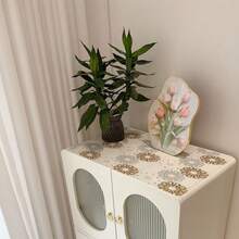 2/3/5/8/9pcs Brown Washed Shelf Liners, Adhesive-Free Drawer & Cabinet Mats, Decorative Floral Pattern, Durable PET Material, Suitable For Kitchen, Fridge, Vanity & Shelves, Drawer Liners, Multi-Purpose Surface Covering, Elegant Design, Smooth Texture - Honeysuckle Flakes - View 10