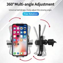 Giá đỡ điện thoại gắn khe gió ô tô khóa một chạm, móc kim loại chắc chắn, chống trượt, đa năng. - màu đen - Xem 6