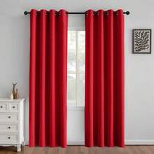 1 Piece Thermal Blackout Curtain 135x225 Cm, Total Light And UV Ray Blocking, Noise And Temperature Insulation, Ideal For Bedroom, Living Room Or TV Room - 大紅色 - 查看 1