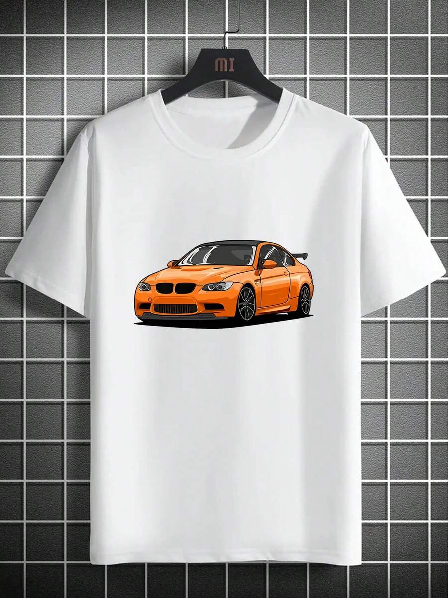 2026.Tops. Kreatives Auto-Muster Muster Herren Mode Rundhals Kurzarm T-Shirt, Casual, bequem und leicht für den Sommer.Tops - Weiss - Übersicht 1