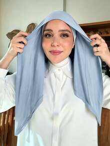 1pc Instant Triangle Hijab, All-In-One Tie-Up Design, Quick Wrap Without Slipping, No Undercap Needed, Suitable For Daily Wear, Prayer, And Outings - Multicolor - View 24
