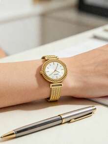 Guess 女士办公/通勤金色网状表带石英表 W1152L2 - 金色 - 查看 3