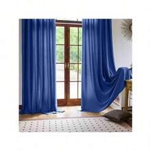 Plain Velvet Curtain With 8 Buttons (1 Piece), Soft And High Quality Fabric, Enhances The Style Of Your Home, Perfect To Complement Any Modern Decor Style. - 藍寶石 - 查看 4