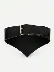 1pc Women's Dark Gothic Style Elastic Waist Cincher Belt, PU Leather Demon Bat Decor, Suitable Halloween Party - 黑色 - 查看 7
