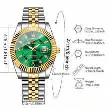 2pcs/Set Couple's Fashion Casual Roman Numeral Diamond Decorated Calendar Dial Classic Quartz Wrist Watch, No Watch Box Included - Multicolor - View 3