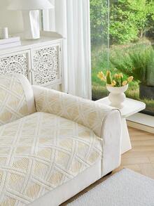 1 chiếc vỏ gối sofa bằng vải chenille dệt jacquard họa tiết hình học, chất liệu mềm mại, phong cách tối giản hiện đại, phù hợp cho mọi mùa, dùng làm vỏ bọc sofa, chống trượt, chống bụi, chống nhăn, chống mài mòn, chống trầy xước do mèo cào, phù hợp với sofa 1-4 chỗ và sofa hình chữ L. - Màu vàng - Xem 7