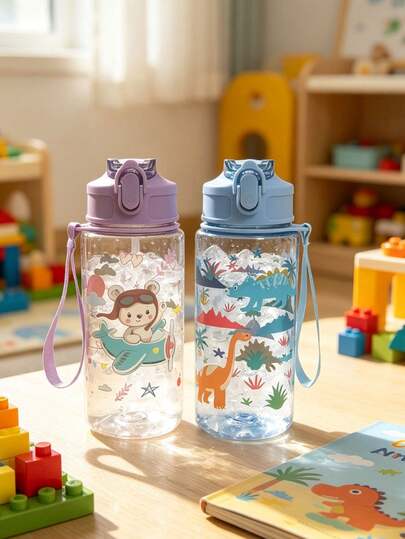 1 bình nước trẻ em 500ml dễ thương có ống hút, tiện lợi mang theo khi đi dã ngoại, đến trường, lễ tốt nghiệp, tựu trường, mùa hè, món quà tuyệt vời nhất cho trẻ em.