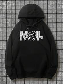 Sudadera unisex de servicio postal con logotipo de buzón y estampado en la espalda de MAIL - Sudadera de mezcla de algodón, con bolsillo canguro, para trabajadores postales y uso casual - Ropa urbana para hombres y mujeres. - Negro - Ver 5