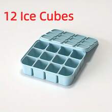 1 Khay silicon hình chữ nhật 12 ngăn có nắp đậy, thiết kế dễ lấy đồ ra, thích hợp cho gia đình, căn hộ, quán bar, nhà hàng, đựng đồ uống, cà phê, rượu whisky, tiệc tùng và cắm trại. - Nhiều màu - Xem 11